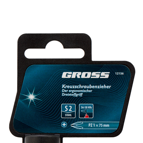 Отвертка PZ1 x 75 мм, S2, трехкомпонентная ручка Gross по ценам производителя в Екатеринбурге с доставкой по всей России