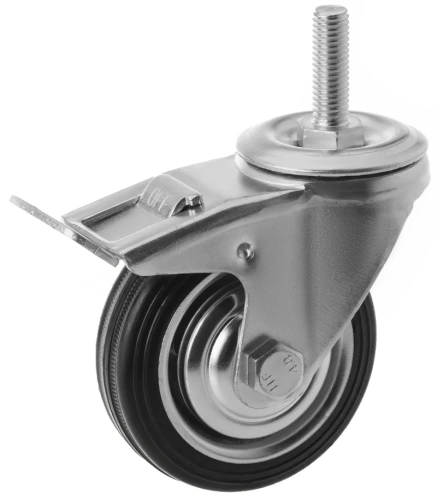 Колесо поворотное SCtB 97 85 мм резина с болтом и тормозом (F) по ценам производителя в Екатеринбурге с доставкой по всей России