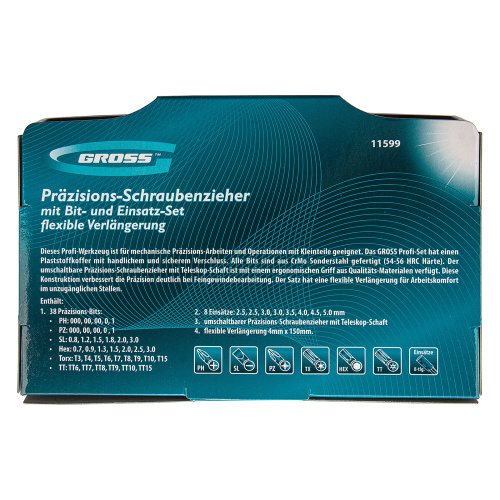 Отвертка с набором бит и торцевых головок для точных работ, гибкий привод, 48 шт, CrMo Gross по ценам производителя в Екатеринбурге с доставкой по всей России