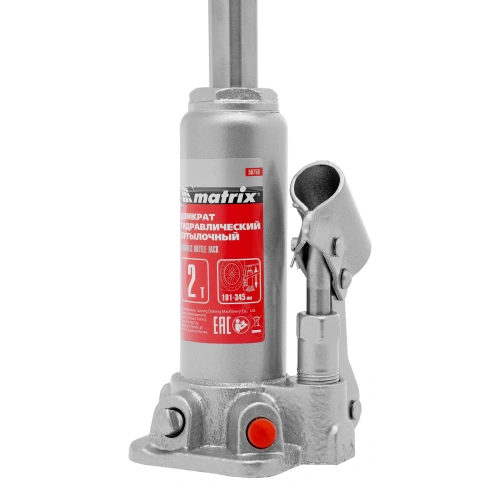 Домкрат гидравлический бутылочный, 2 т, высота подъема 181-345 мм, в пластиковый кейсе Matrix по ценам производителя в Екатеринбурге с доставкой по всей России