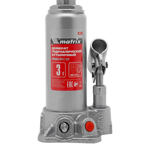 Домкрат гидравлический бутылочный, 3 т, высота подъема 194-372 мм Matrix по ценам производителя в Екатеринбурге с доставкой по всей России