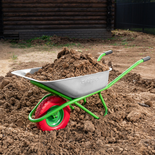 Тачка садово-строительная с PU колесом, грузоподъемность 180 кг, объем 90 л Сибртех по ценам производителя в Екатеринбурге с доставкой по всей России