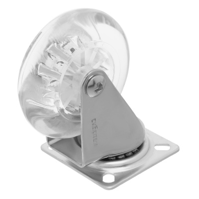 Колесо ПУ прозрачное поворотное d-75 мм, крепление платформенное Сибртех по ценам производителя в Екатеринбурге с доставкой по всей России