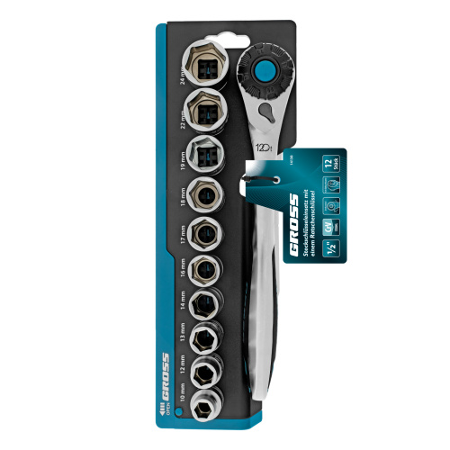 Набор торцевых головок, трещотка 120 зубьев, 1/2", CrV, 12 предметов Gross по ценам производителя в Екатеринбурге с доставкой по всей России