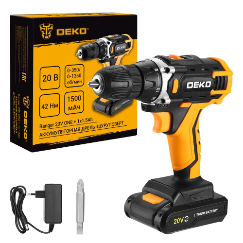 Аккумуляторная дрель-шуруповерт DEKO Banger 20V ONE +, 20В, 1x1.5Ач по ценам производителя в Екатеринбурге с доставкой по всей России