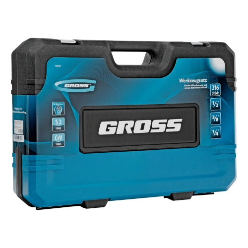 Набор инструментов, 1/2", 3/8", 1/4", CrV, 120 зубьев, 216 предметов Gross по ценам производителя в Екатеринбурге с доставкой по всей России