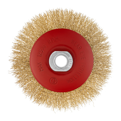 Щетка для УШМ, 115 мм, М14, "тарелка", латунированная витая проволока Matrix по ценам производителя в Екатеринбурге с доставкой по всей России