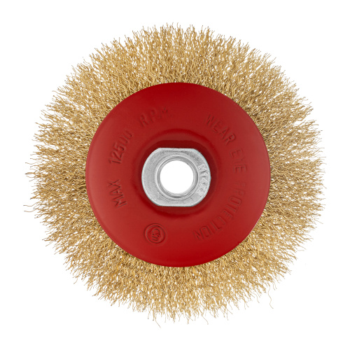 Щетка для УШМ, 115 мм, М14, "тарелка", латунированная витая проволока Matrix по ценам производителя в Екатеринбурге с доставкой по всей России