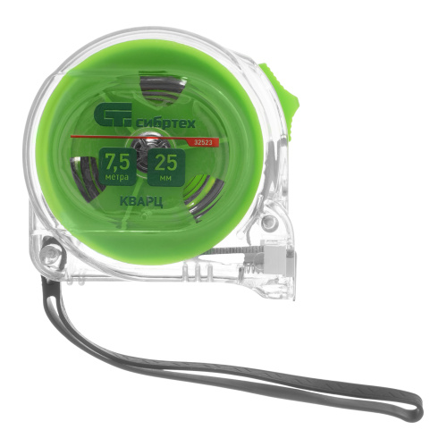Рулетка Кварц,прозрачный корпус,амортизатор,7,5 м х 25 мм Сибртех по ценам производителя в Екатеринбурге с доставкой по всей России