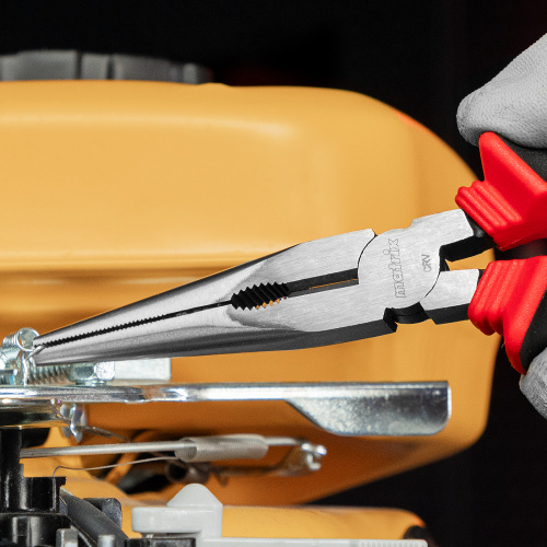 Длинногубцы прямые, 200 мм, хром-ванадий, двухкомпонентные рукоятки Matrix по ценам производителя в Екатеринбурге с доставкой по всей России