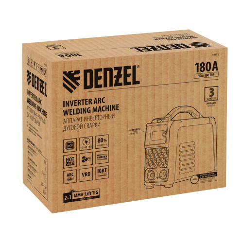 Аппарат инвертор. дуговой сварки SDM-180 Top, 180 А, ПВ 80% Denzel по ценам производителя в Екатеринбурге с доставкой по всей России