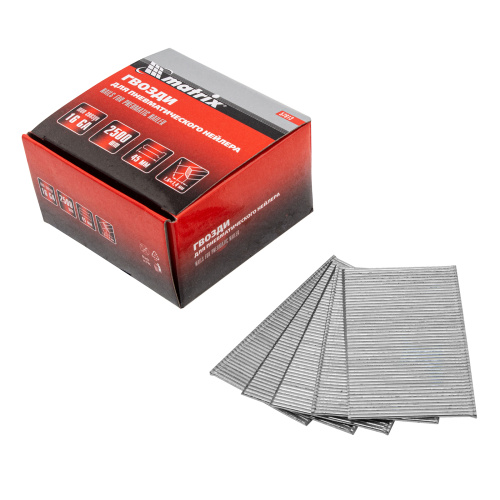 Гвозди для пневматического нейлера 16GA, сечение 1.6 х 1.4, длина 45 мм, 2500 шт Matrix по ценам производителя в Екатеринбурге с доставкой по всей России