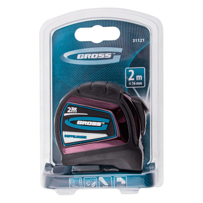 Рулетка "Doppelhaken",2 м x 16 мм,односторонний зацеп,Нейлон,двусторонняя шкала,автоматическая фиксация Gross по ценам производителя в Екатеринбурге с доставкой по всей России