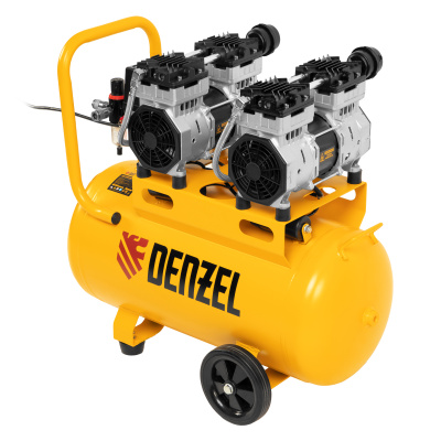 Компрессор безмасляный, малошумный DLS 1500/50, 1500 ВТ, 2x750, 50 л, 260 л/мин Denzel по ценам производителя в Екатеринбурге с доставкой по всей России