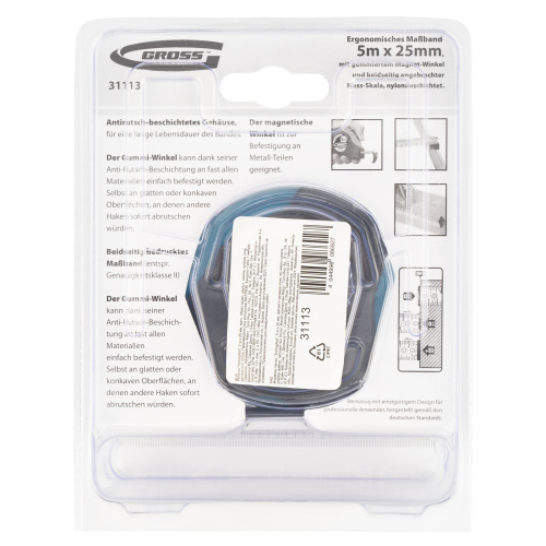 Рулетка "Schlagfest",5 м x 25 мм,магнитный обрезиненный зацеп,двусторонняя шкала,Нейлоновое покрытие,автоматическая фиксация Gross по ценам производителя в Екатеринбурге с доставкой по всей России