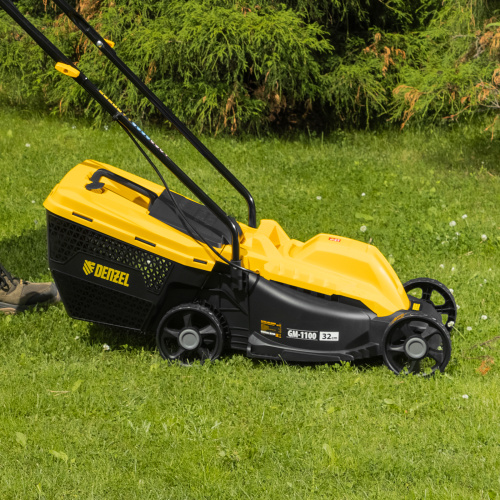 Газонокосилка электрическая GM-1100, 1100 Вт, шир. 32 см, 3 уров., травосб. 30 л Denzel по ценам производителя в Екатеринбурге с доставкой по всей России