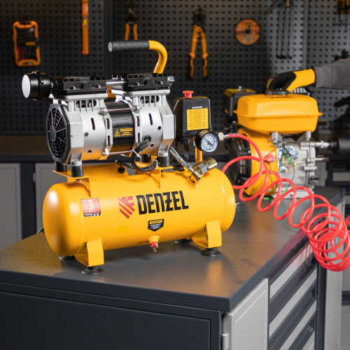 Компрессор DLS650/10 безмаслянный малошумный 650 Вт, 120 л/мин, ресивер 10 л Denzel по ценам производителя в Екатеринбурге с доставкой по всей России