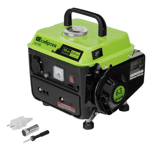 Генератор бензиновый БС-950, 0.8 кВт, 230 В, 2-х тактный, 4 л, ручной стартер Сибртех по ценам производителя в Екатеринбурге с доставкой по всей России