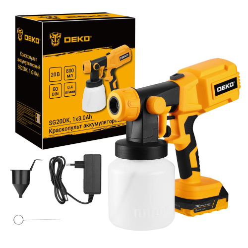 Краскопульт аккумуляторный DEKO SG20DK, 20В, 800 мл, 1x3.0Ач по ценам производителя в Екатеринбурге с доставкой по всей России