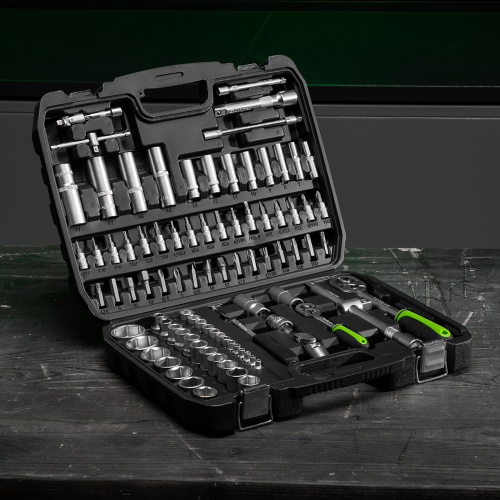 Набор инструмента, 1/2", 1/4", пластиковый кейс, 108 предметов Сибртех по ценам производителя в Екатеринбурге с доставкой по всей России