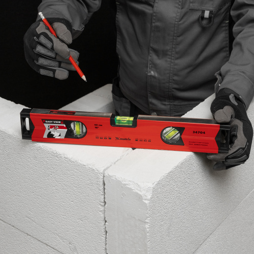 Уровень алюминиевый магнитный, 400 мм, фрезерованный, 3 глазка (1 зеркальный) усиленный Matrix по ценам производителя в Екатеринбурге с доставкой по всей России