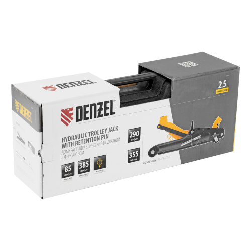 Домкрат гидравлический подкатной с фиксатором, 2,5 т,  85-385 мм, в пласт. кейсе Denzel по ценам производителя в Екатеринбурге с доставкой по всей России