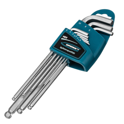 Набор ключей имбусовых HEX, 1.5-10 мм, S2, 9 шт, экстра-длинные с шаром, сатинированные Gross по ценам производителя в Екатеринбурге с доставкой по всей России