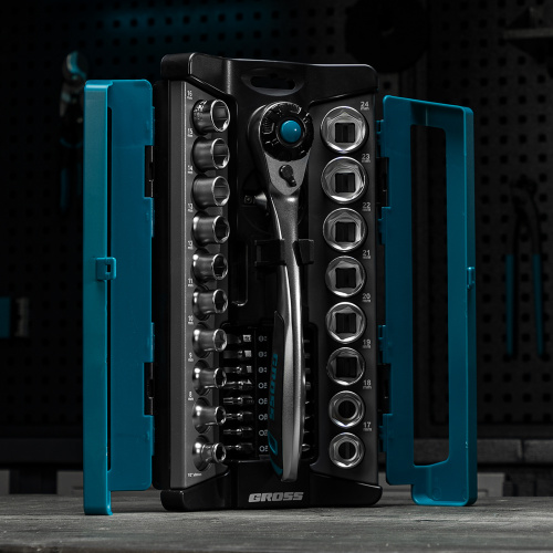 Набор торцевых головок, трещотка 120 зубьев, 1/2", CrV, 36 предметов Gross по ценам производителя в Екатеринбурге с доставкой по всей России