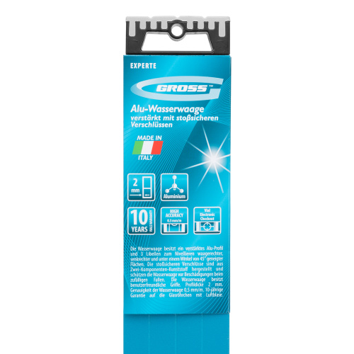 Уровень алюминиевый, 2000 мм, усиленный с ударопрочными заглушками, рукоятки, 3 глазка Gross по ценам производителя в Екатеринбурге с доставкой по всей России