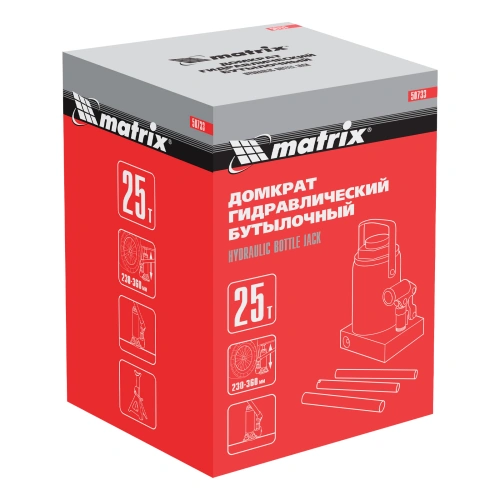 Домкрат гидравлический бутылочный, 25 т, высота подъема 230-360 мм Matrix купить в Москве с доставкой по всей России | ProtosMarket.ru