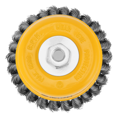 Щетка для УШМ, 125 мм, "Чашка", крученая нержавеющая проволока 0.5 мм, М14 Denzel по ценам производителя в Екатеринбурге с доставкой по всей России