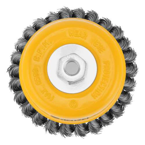 Щетка для УШМ, 125 мм, "Чашка", крученая нержавеющая проволока 0.5 мм, М14 Denzel по ценам производителя в Екатеринбурге с доставкой по всей России