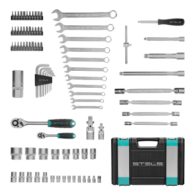 Набор инструментов, 1/2", 1/4", CrV, пластиковый кейс 88 предметов Stels по ценам производителя в Екатеринбурге с доставкой по всей России