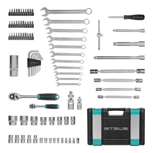 Набор инструментов, 1/2", 1/4", CrV, пластиковый кейс 88 предметов Stels по ценам производителя в Екатеринбурге с доставкой по всей России