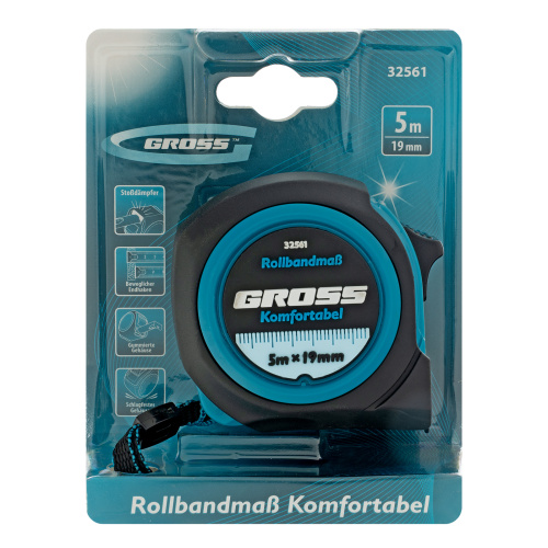 Рулетка Komfortabel 5 м х 19 мм,обрезиненный корпус Gross по ценам производителя в Екатеринбурге с доставкой по всей России