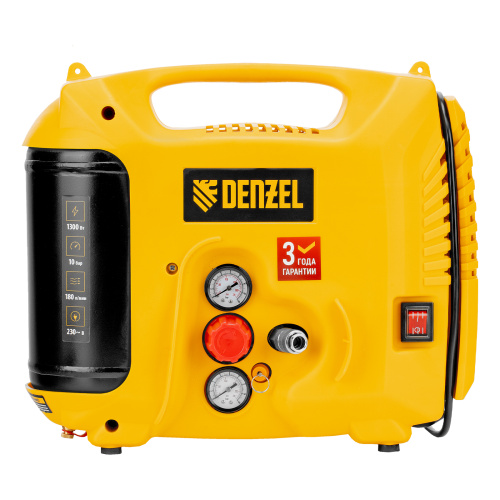 Компрессор воздушный DL1300, 10 бар, 1,3 кВт 180 л/мин 5 л, с набором аксессуаров Denzel по ценам производителя в Екатеринбурге с доставкой по всей России