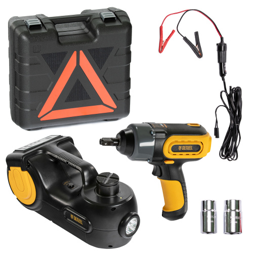 Домкрат электрогидравлический «3 в 1» (1,5 т), 12В, с гайковертом электрическим, в наборе  Denzel по ценам производителя в Екатеринбурге с доставкой по всей России