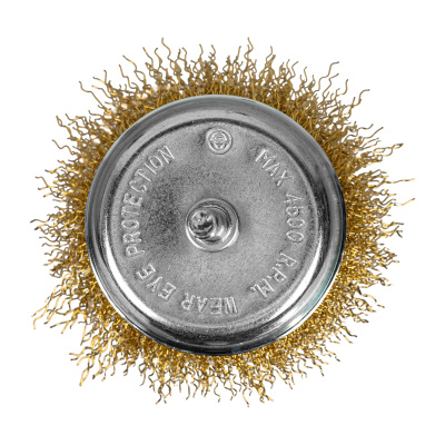 Щетка для дрели, 75 мм, "чашка" со шпилькой, латунированная витая проволока Matrix по ценам производителя в Екатеринбурге с доставкой по всей России