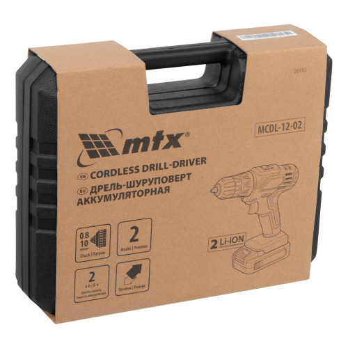 Дрель-шуруповерт аккумуляторная MCDL-12-02, Li-Ion, 12 В, 2 акк. MTX по ценам производителя в Екатеринбурге с доставкой по всей России