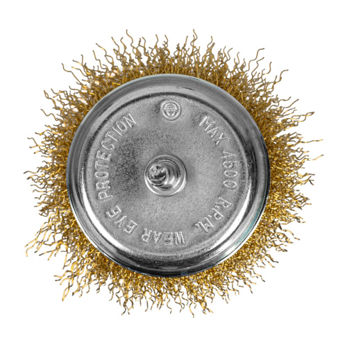 Щетка для дрели, 75 мм, "чашка" со шпилькой, латунированная витая проволока Matrix по ценам производителя в Екатеринбурге с доставкой по всей России