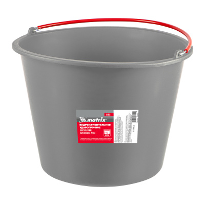 Ведро строительное пластмассовое 12 л, ударопрочное, обрезиненная ручка Matrix по ценам производителя в Екатеринбурге с доставкой по всей России