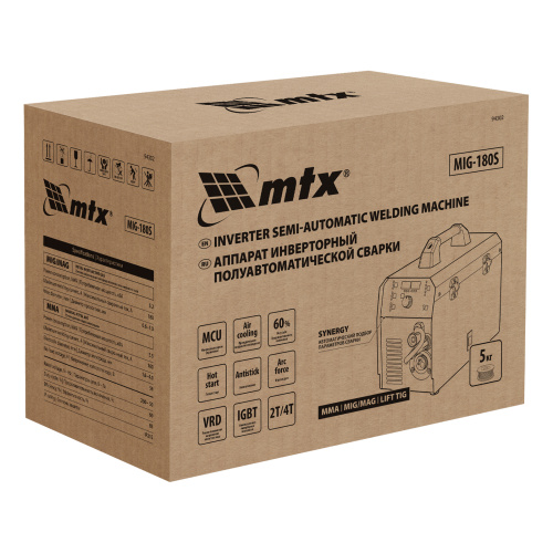 Аппарат инвертор. полуавтомат. cварки MIG-180S, 180A, ПВ 60%, катушка 5 кг MTX по ценам производителя в Екатеринбурге с доставкой по всей России