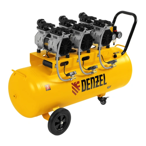 Компрессор безмасляный, малошумный DLS 1800/100,1800 Вт, 3x600, 100 л, 345 л/мин Denzel по ценам производителя в Екатеринбурге с доставкой по всей России