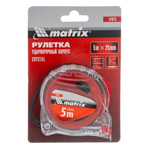 Рулетка Crystal,5 м х 25 мм,корпус из поликарбоната Matrix по ценам производителя в Екатеринбурге с доставкой по всей России