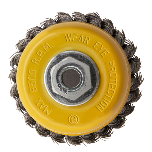 Щетка для УШМ, 100 мм, "Чашка", крученая нержавеющая проволока 0.5 мм, М14 Denzel по ценам производителя в Екатеринбурге с доставкой по всей России