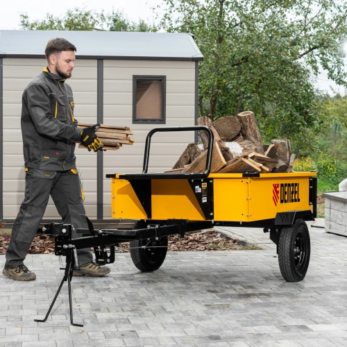 Прицеп для мотоблока TT-500, оцинк., груз. 500 кг, рег. сцепка, колеса 4.00-10, в упаковке Denzel по ценам производителя в Екатеринбурге с доставкой по всей России