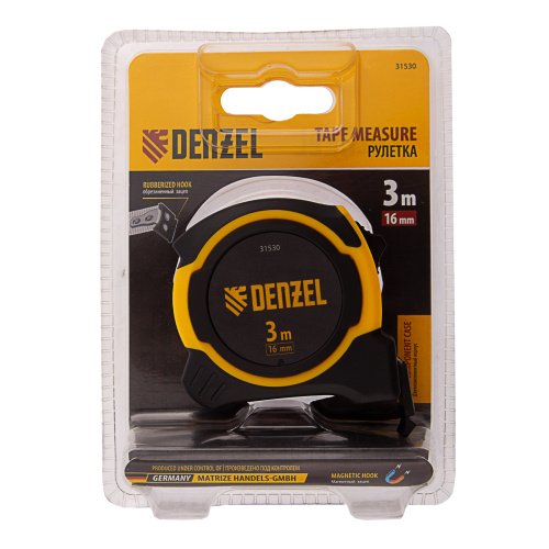 Рулетка 3м х 16мм, двухкомп. корпус, магнитный обрезиненный зацеп Denzel по ценам производителя в Екатеринбурге с доставкой по всей России