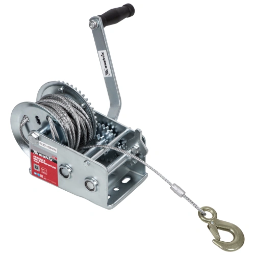 Лебедка шестеренчатая, тяга 0.8 т, тросовая Matrix по ценам производителя в Екатеринбурге с доставкой по всей России