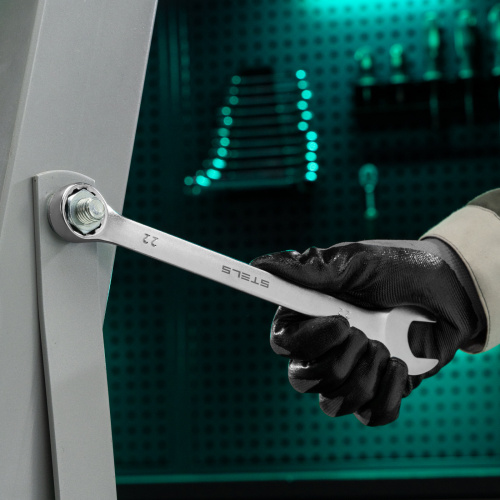 Ключ комбинированный, 22 мм, CrV, матовый хром Stels по ценам производителя в Екатеринбурге с доставкой по всей России