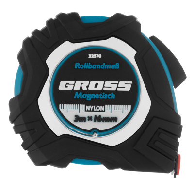 Рулетка Magnetisch 3 м х 16 мм,обрезиненный корпус,автоматическая фиксация,Нейлоновое покрытиеытие,зацеп с магнитом Gross по ценам производителя в Екатеринбурге с доставкой по всей России
